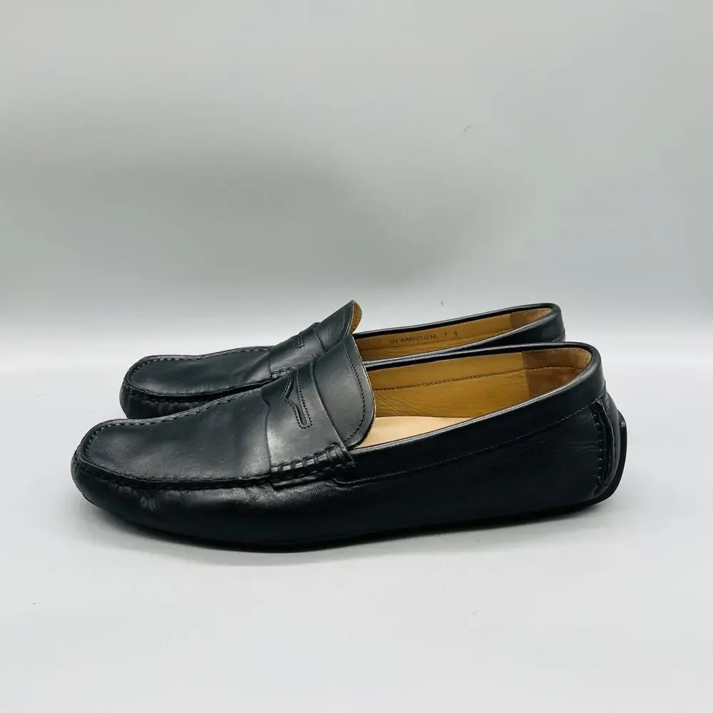 Bally Shoes Mens 9 Black Leather Driving Penny Loafers Slip On Casual Comfort